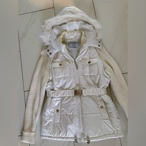 Ashley by 26 INT :  Junior’s (XL) White Puffer Jacket w/ Faux Fur Hoodie